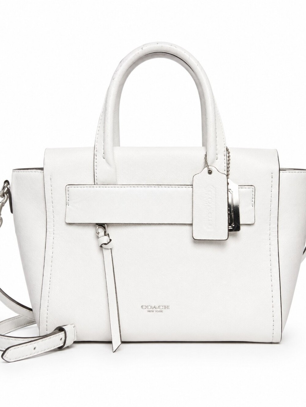 Coach White Leather Satchel with Silver Hardware